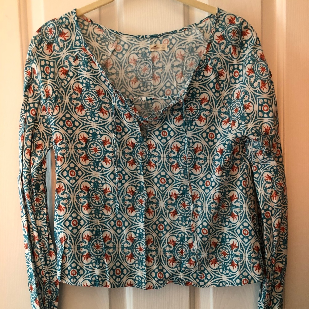 Flower Lace Up Blouse